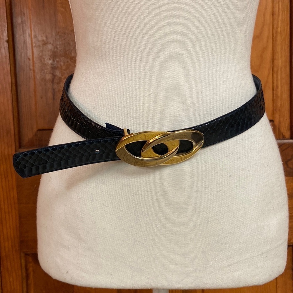 Genuine Snake Skin Navy Blue Belt S/M